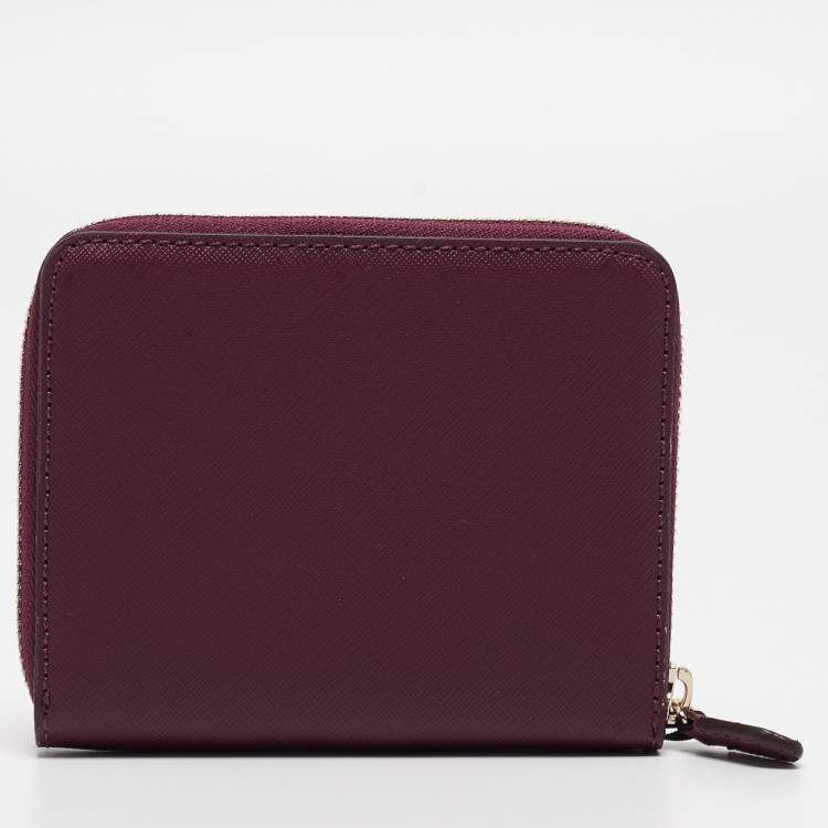 Pre Owned DKNY Burgundy Leather Vela Zip Around Wallet
