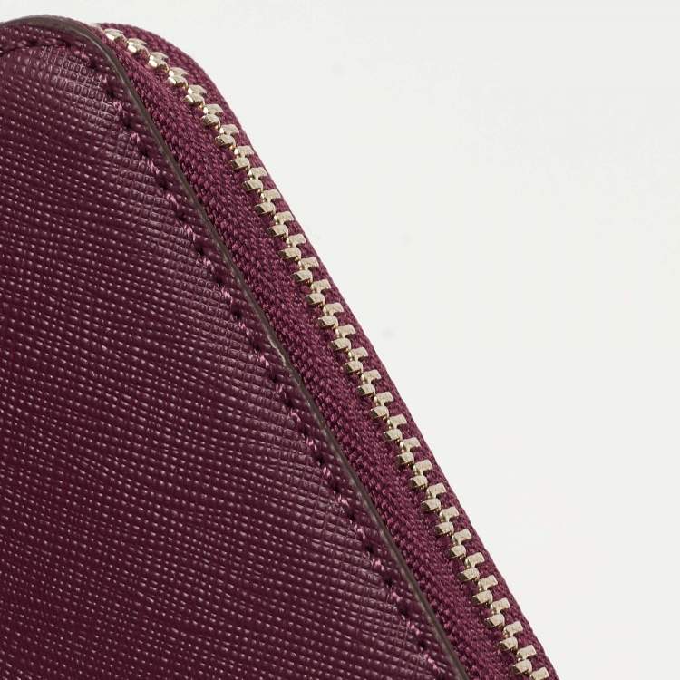 Pre Owned DKNY Burgundy Leather Vela Zip Around Wallet