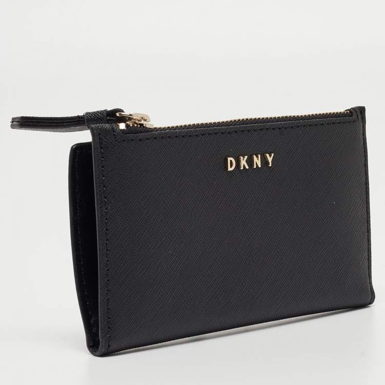 Pre Owned DKNY Black Leather Bryant Park Compact Wallet
