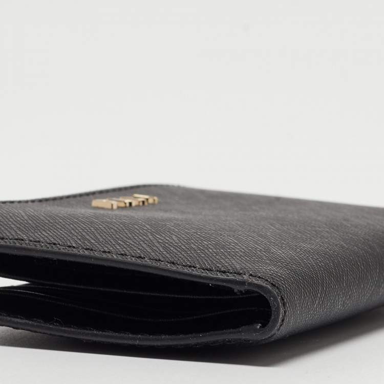 Pre Owned DKNY Black Leather Bryant Park Compact Wallet