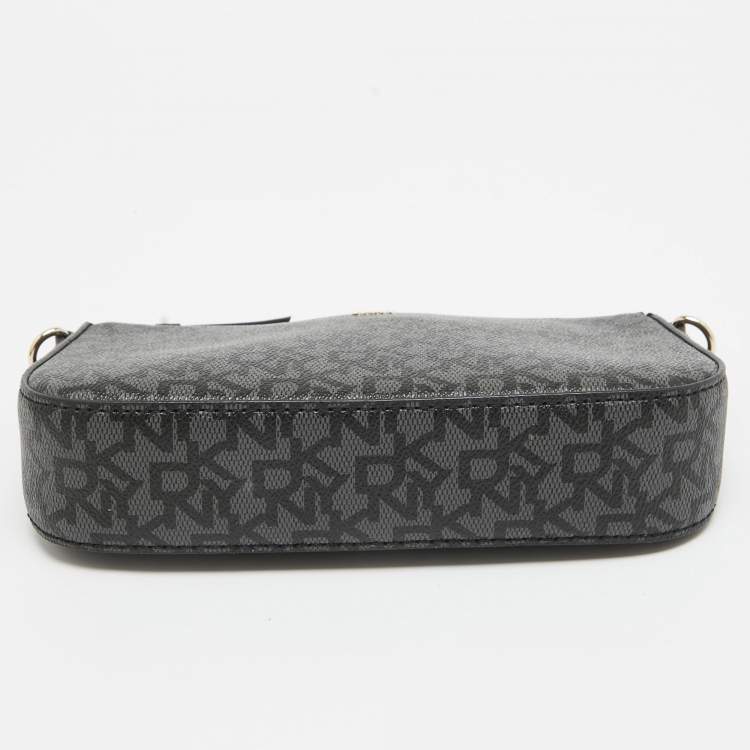 Pre Owned Dkny Black Signature Coated Canvas and Leather Bryant Park Crossbody Bag