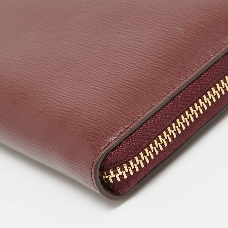 Pre Owned DKNY Burgundy Leather Bryant Zip Continental Wallet