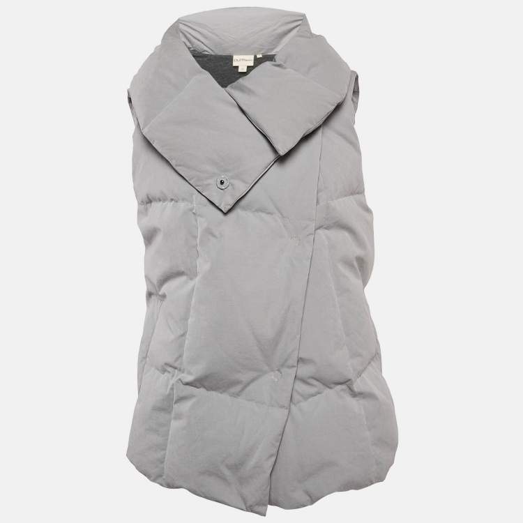 Pre Owned Pure DKNY Grey Cotton Blend Quilted Down Vest M