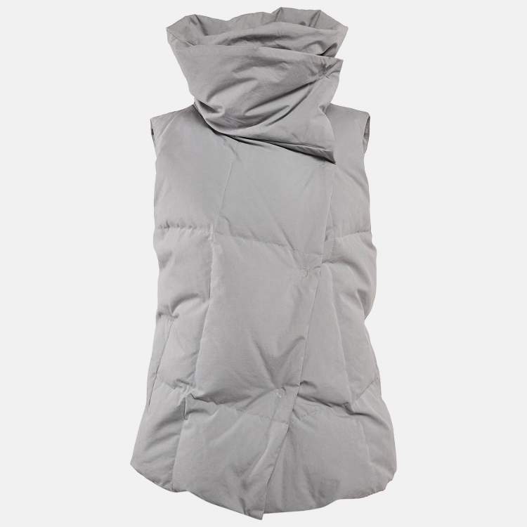 Pre Owned Pure DKNY Grey Cotton Blend Quilted Down Vest M