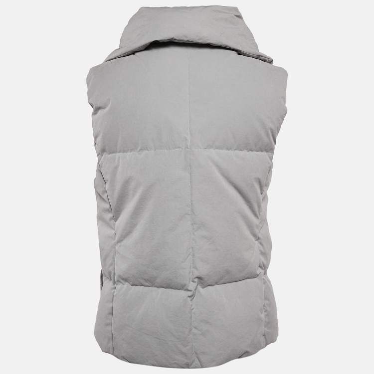 Pre Owned Pure DKNY Grey Cotton Blend Quilted Down Vest M