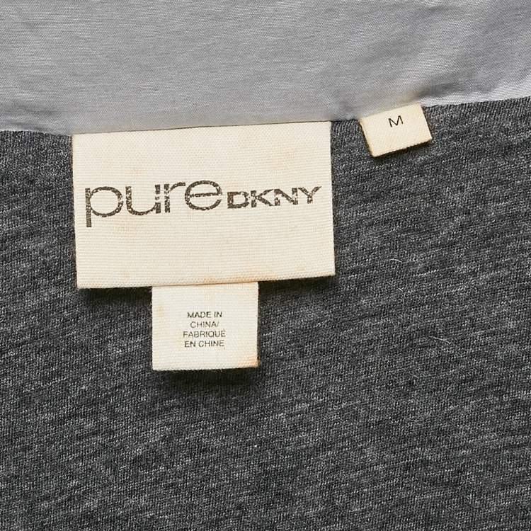 Pre Owned Pure DKNY Grey Cotton Blend Quilted Down Vest M