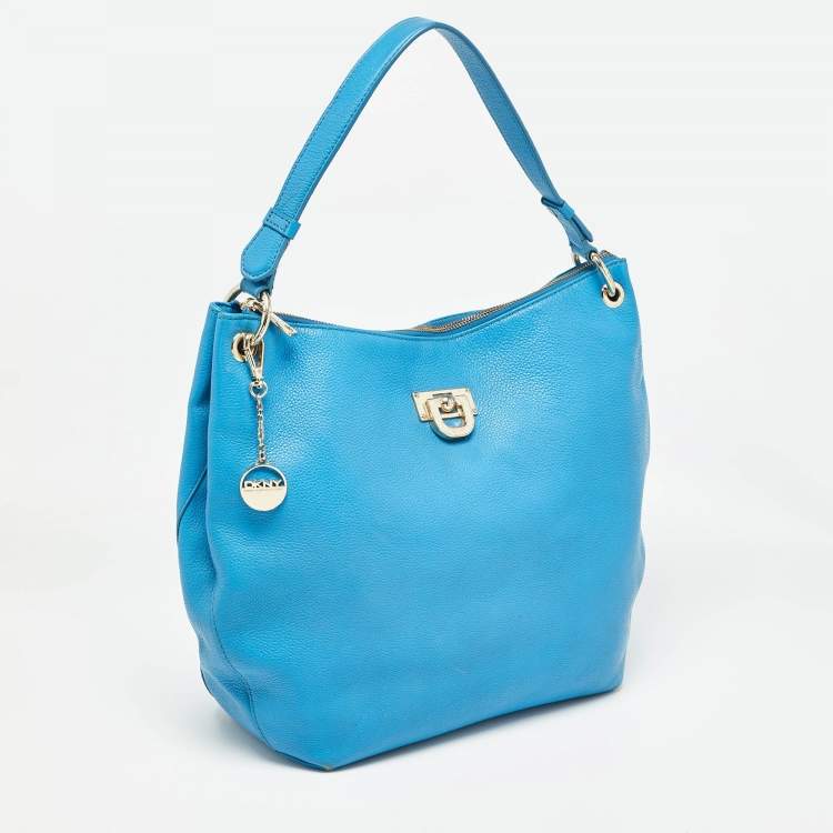 Pre Owned DKNY Blue Leather Hobo