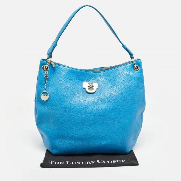 Pre Owned DKNY Blue Leather Hobo