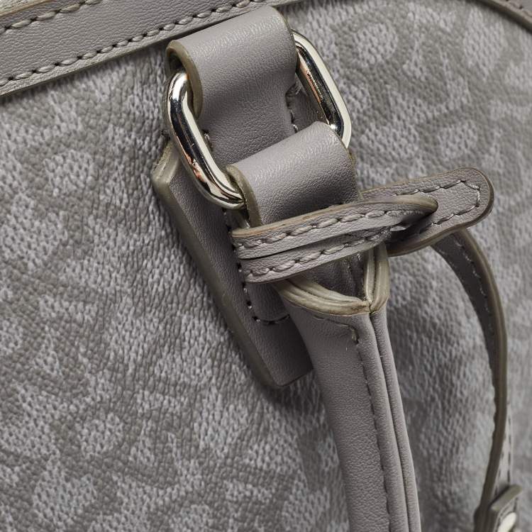 Pre Owned DKNY Grey Signature Coated Canvas and Leather Dome Satchel
