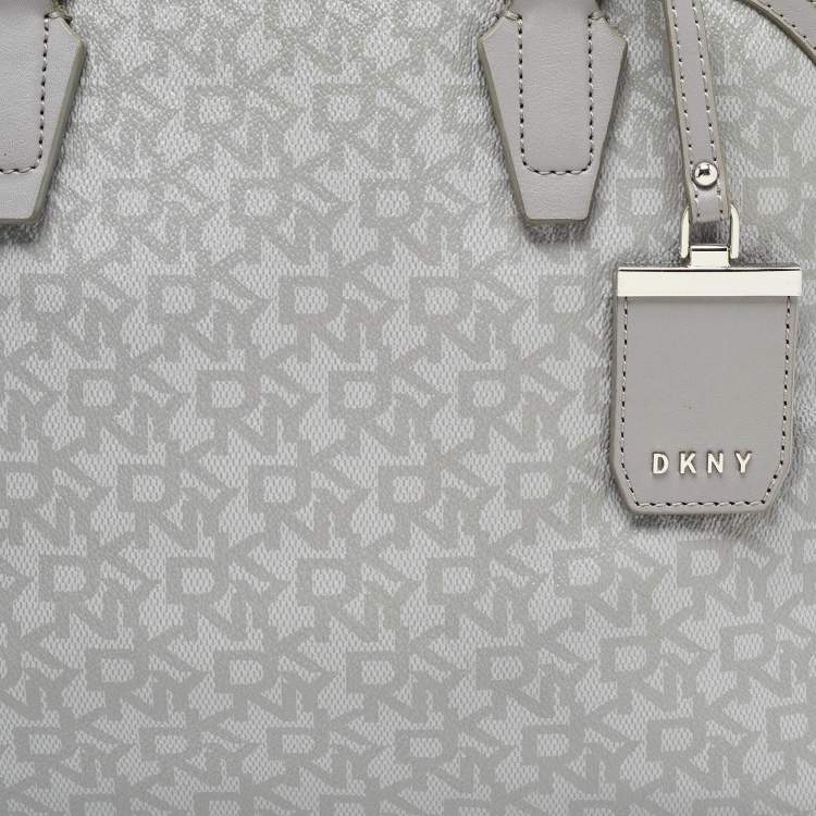 Pre Owned DKNY Grey Signature Coated Canvas and Leather Dome Satchel