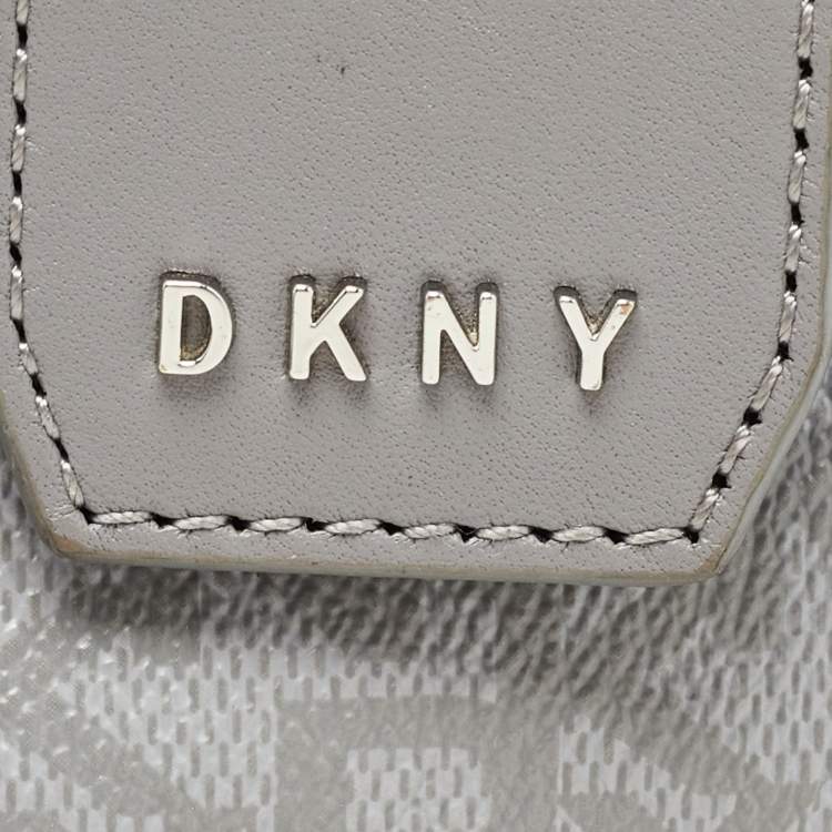Pre Owned DKNY Grey Signature Coated Canvas and Leather Dome Satchel