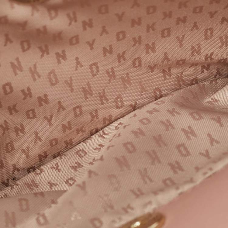 Pre Owned DKNY Pink/Brown Leather and Suede Bryant Park Saffia Chain Bag