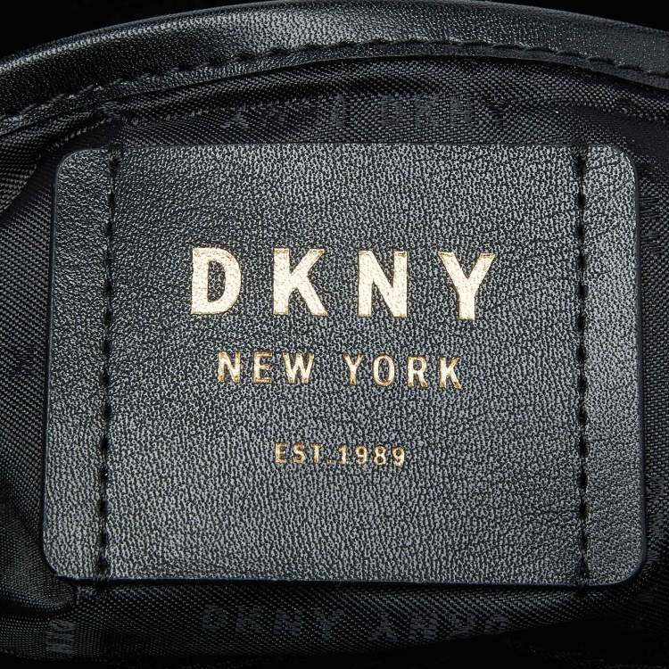 Pre Owned DKNY Black Leather Butterfly Embellished Paige Satchel