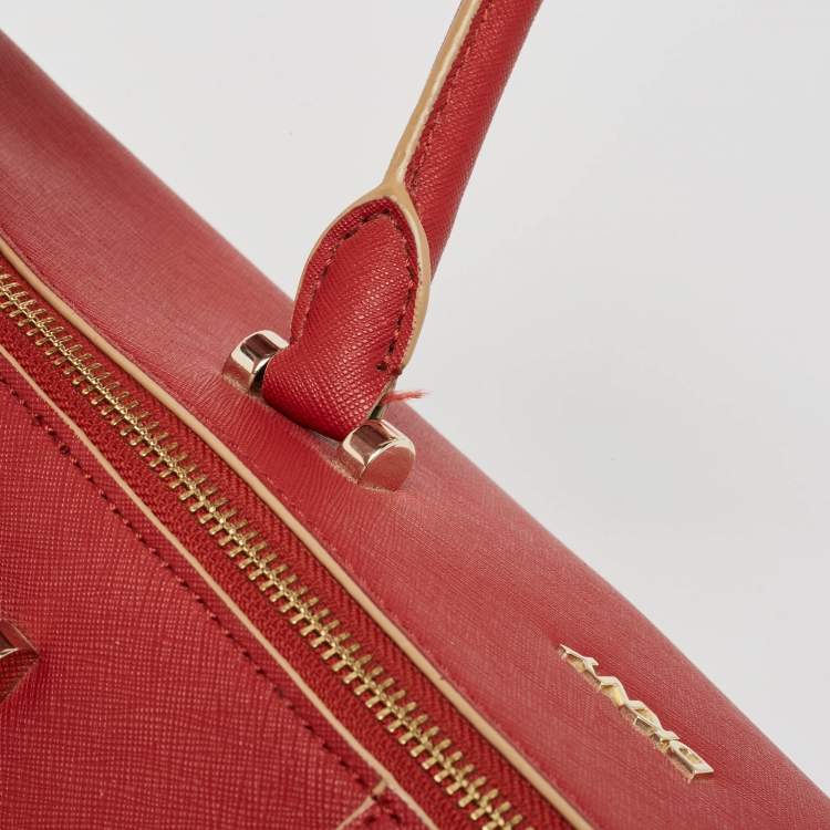 Pre Owned DKNY Red Leather Bryant Park Top Zip Tote