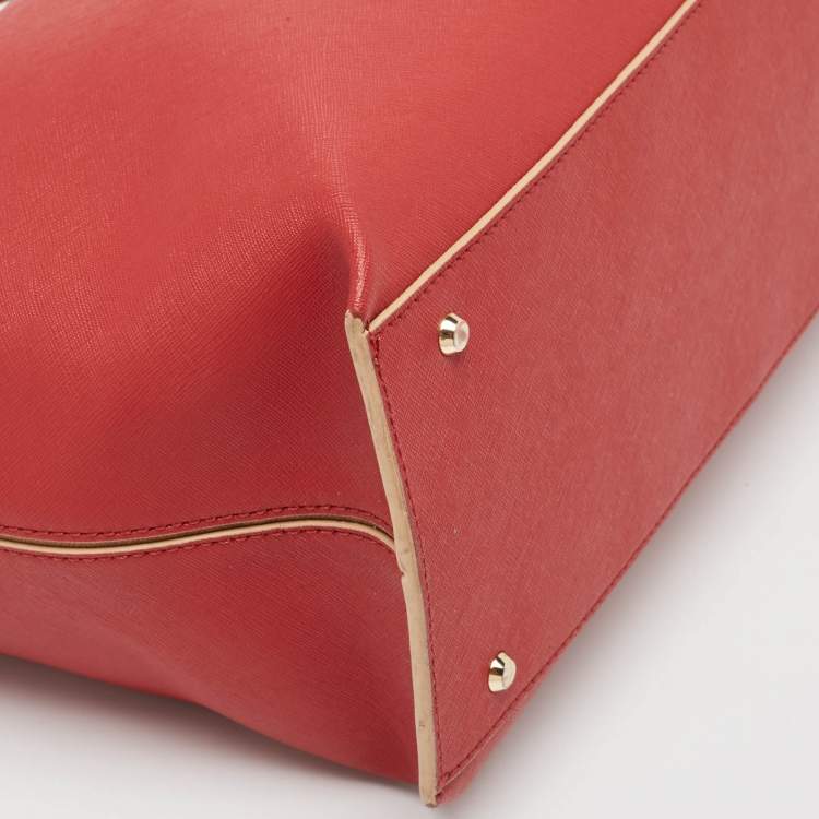 Pre Owned DKNY Red Leather Bryant Park Top Zip Tote