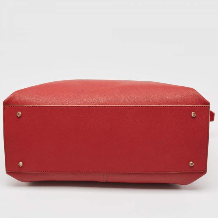 Pre Owned DKNY Red Leather Bryant Park Top Zip Tote