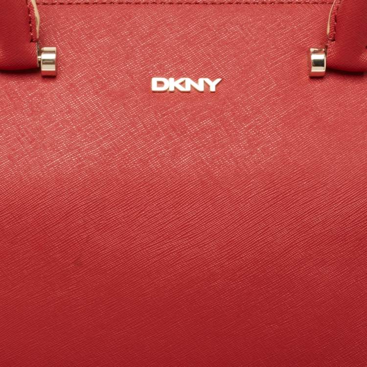 Pre Owned DKNY Red Leather Bryant Park Top Zip Tote