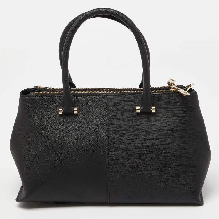 Pre Owned DKNY Black Saffiano Leather Bryant Park Zip Tote