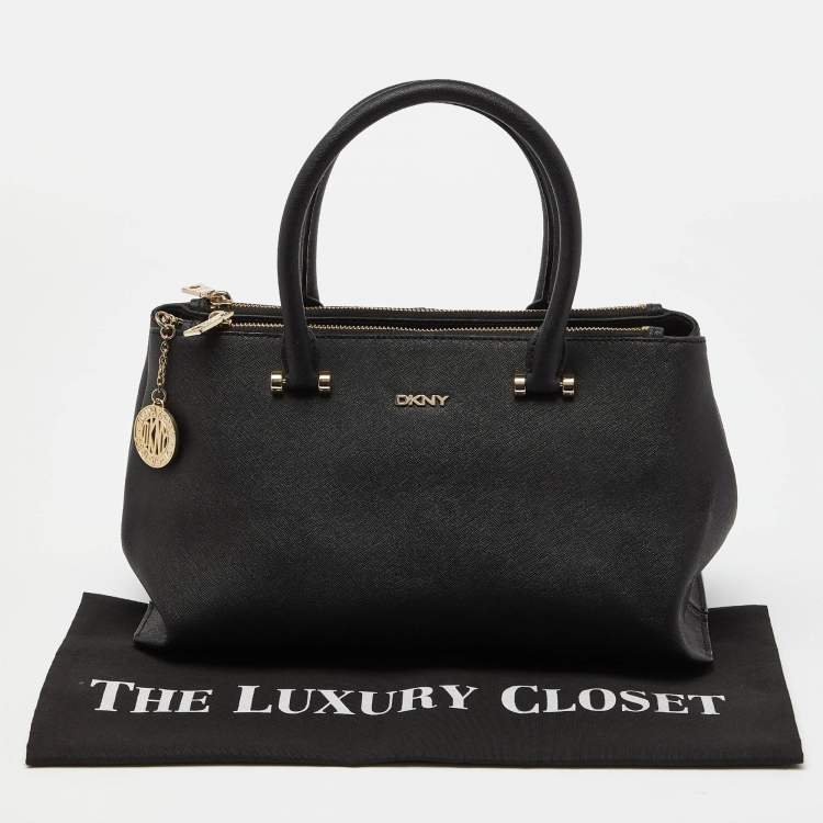 Pre Owned DKNY Black Saffiano Leather Bryant Park Zip Tote