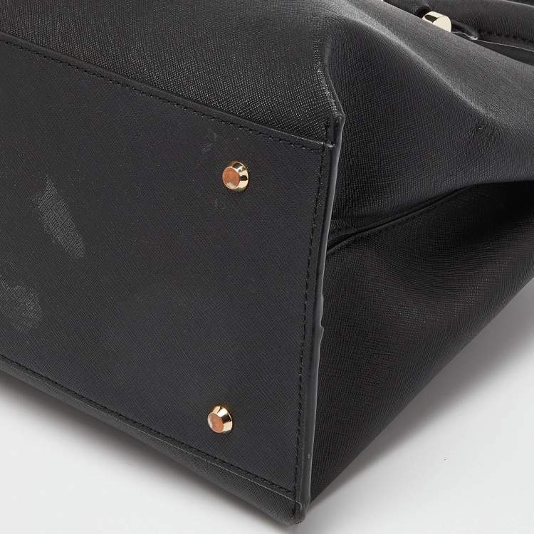 Pre Owned DKNY Black Saffiano Leather Bryant Park Zip Tote