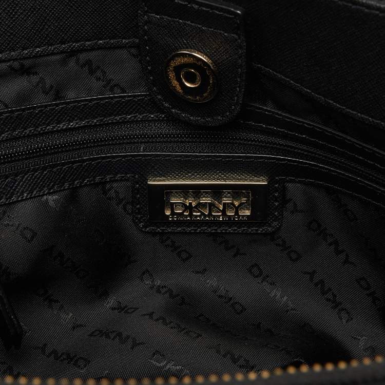 Pre Owned DKNY Black Saffiano Leather Bryant Park Zip Tote