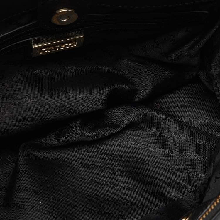 Pre Owned DKNY Black Saffiano Leather Bryant Park Zip Tote