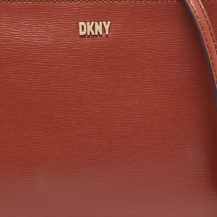 Pre Owned DKNY Brown Leather Dome Crossbody Bag