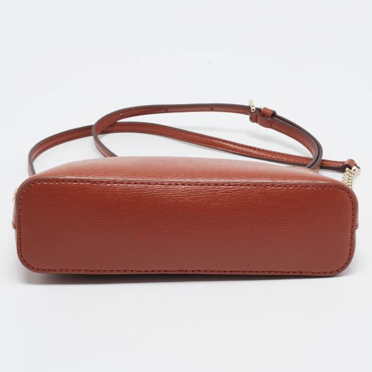 Pre Owned DKNY Brown Leather Dome Crossbody Bag