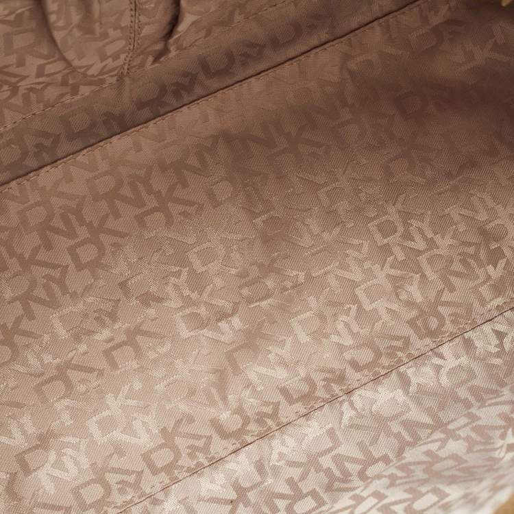 Pre Owned DKNY Off White Lizard Embossed Leather Top Zip Tote