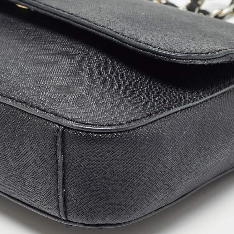 مملوكة مسبقًا Dkny Black Leather Bryant Park Flap Shoulder Bag