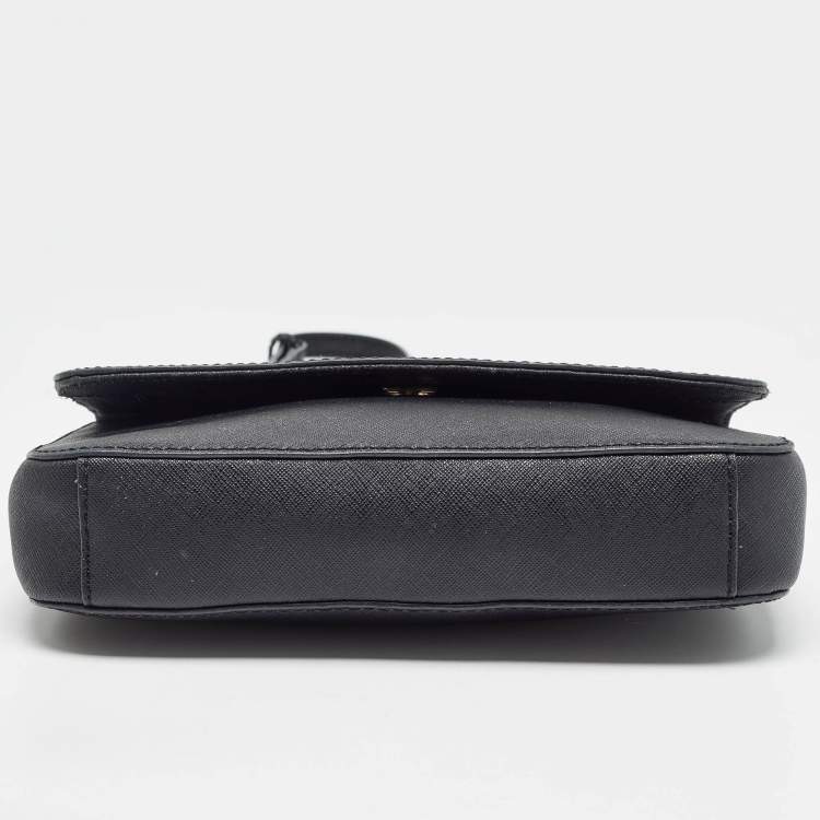 مملوكة مسبقًا Dkny Black Leather Bryant Park Flap Shoulder Bag