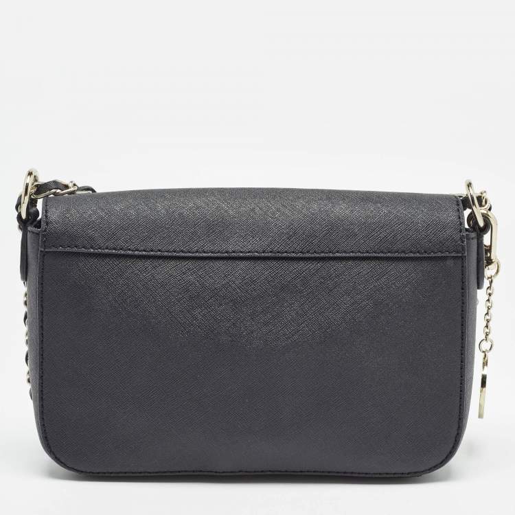 مملوكة مسبقًا Dkny Black Leather Bryant Park Flap Shoulder Bag