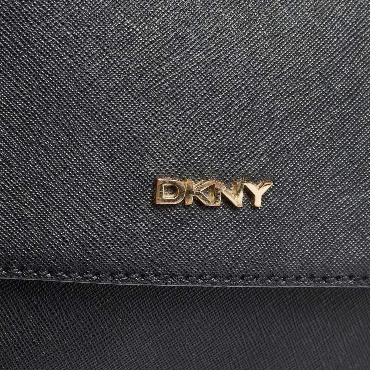 مملوكة مسبقًا Dkny Black Leather Bryant Park Flap Shoulder Bag