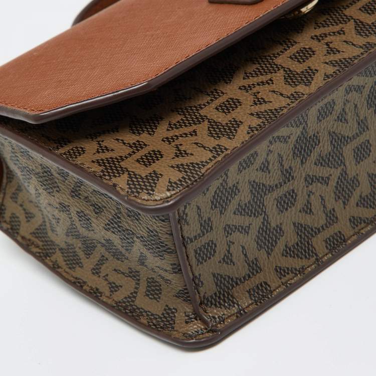 مملوكة مسبقًا DKNY Brown Signature Coated Canvas and Leather Top Handle Bag