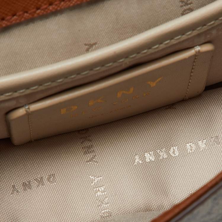مملوكة مسبقًا DKNY Brown Signature Coated Canvas and Leather Top Handle Bag