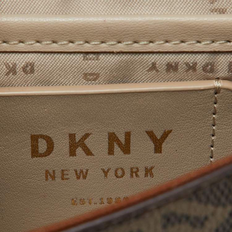 مملوكة مسبقًا DKNY Brown Signature Coated Canvas and Leather Top Handle Bag