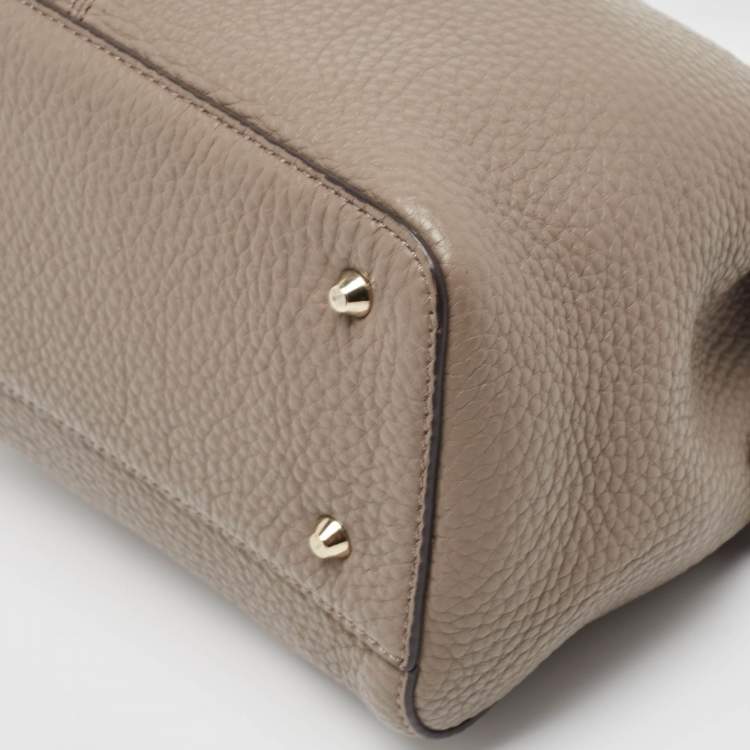 Pre Owned DKNY Grey Leather Front Zip Top Handle Bag