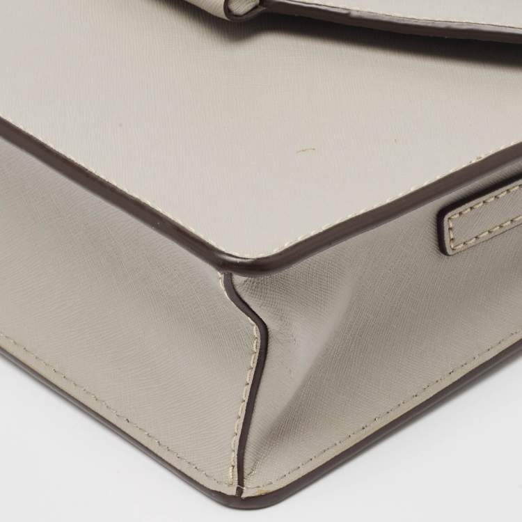 Pre Owned DKNY Grey Leather Bryant Park Edge Flap Crossbody Bag
