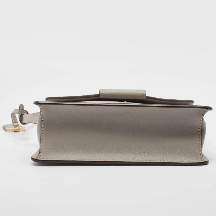 Pre Owned DKNY Grey Leather Bryant Park Edge Flap Crossbody Bag