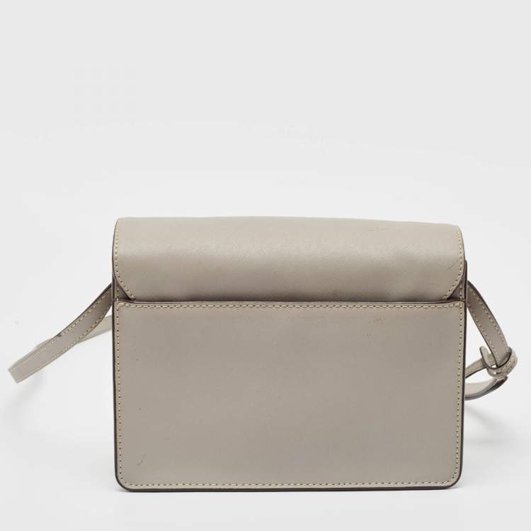 Pre Owned DKNY Grey Leather Bryant Park Edge Flap Crossbody Bag