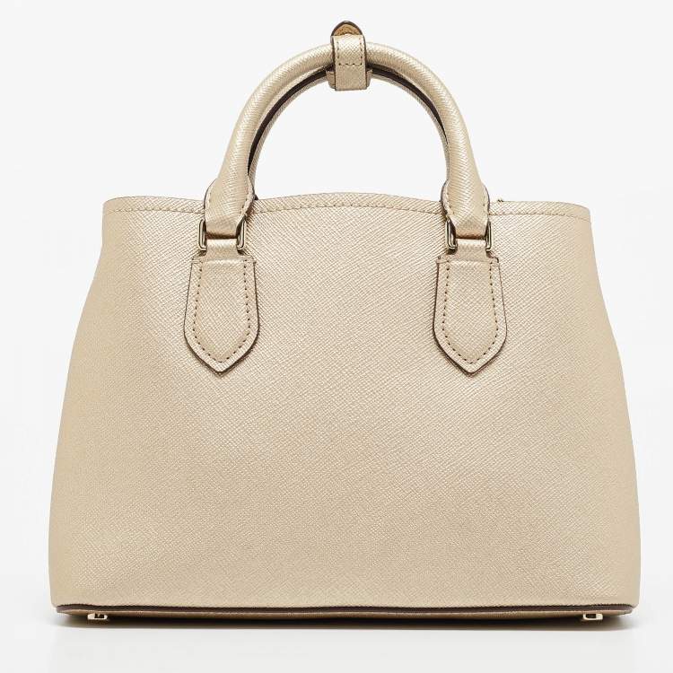 Pre Owned DKNY Gold Leather Medium Bianca Tote