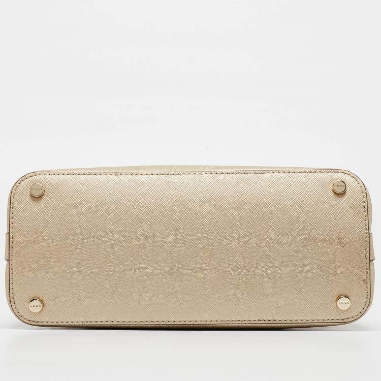 Pre Owned DKNY Gold Leather Medium Bianca Tote