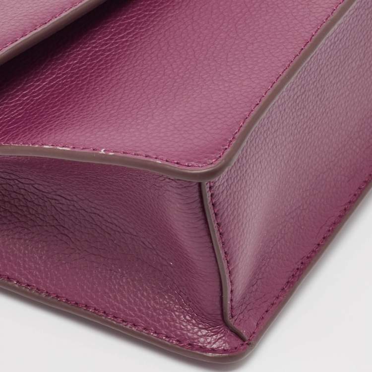 Pre Owned DKNY Burgundy Leather Elissa Flap Shoulder Bag