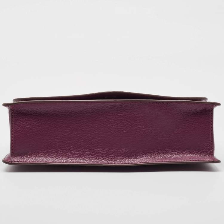 Pre Owned DKNY Burgundy Leather Elissa Flap Shoulder Bag