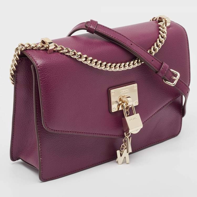 Pre Owned DKNY Burgundy Leather Elissa Flap Shoulder Bag