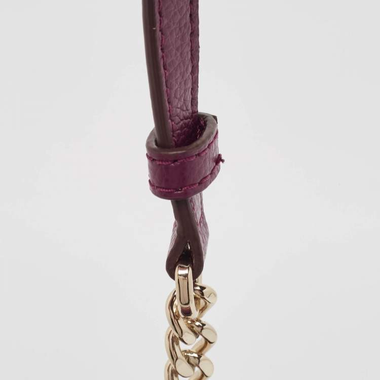 Pre Owned DKNY Burgundy Leather Elissa Flap Shoulder Bag