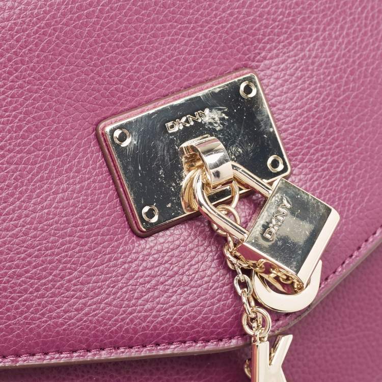 Pre Owned DKNY Burgundy Leather Elissa Flap Shoulder Bag