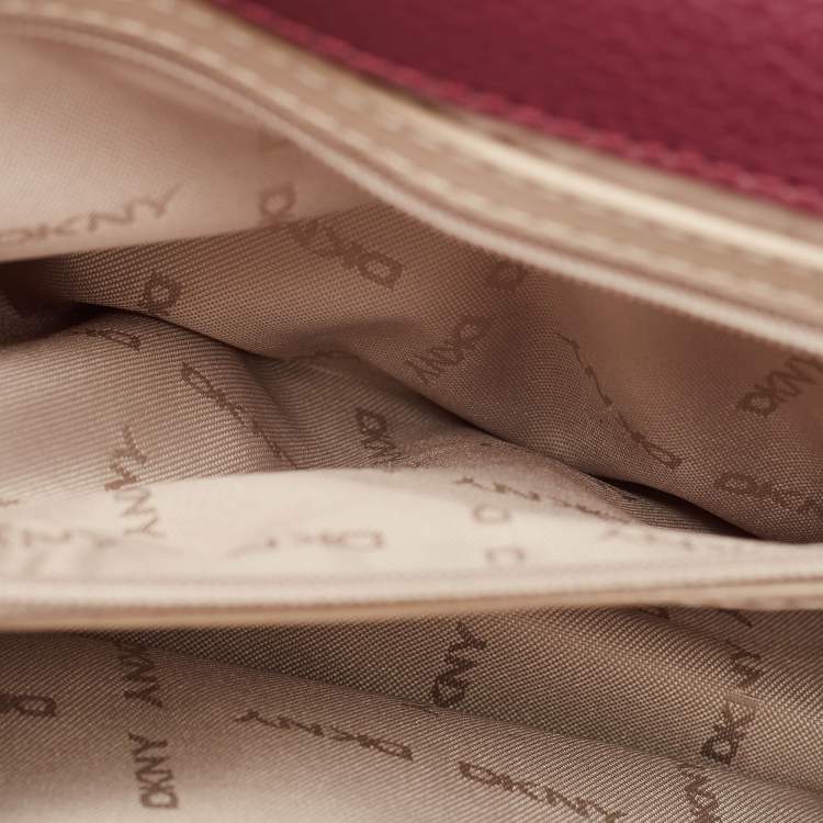 Pre Owned DKNY Burgundy Leather Elissa Flap Shoulder Bag