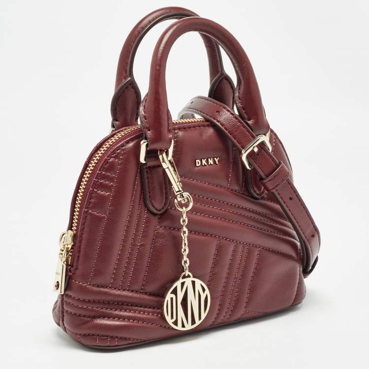 Pre Owned DKNY Burgundy Quilted Leather Mini Allen Satchel