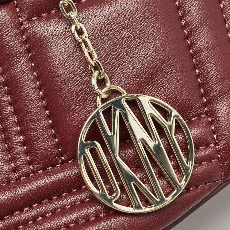 Pre Owned DKNY Burgundy Quilted Leather Mini Allen Satchel